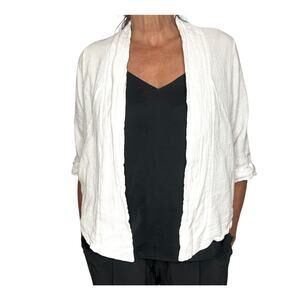 Meo Meli Linen Blend Cropped Jacket Women Large Designer Luxury Minimalist Italy